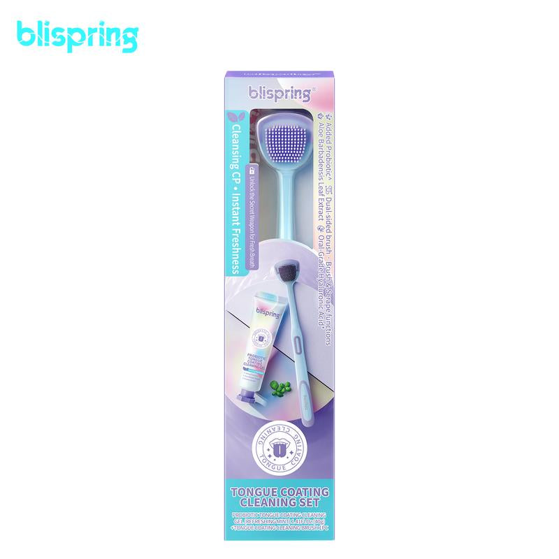 Blispring Tongue Scraper and Cleaning Gel Set | Targets Bad Breath at the Source, Ultimate Fresh Breath Routine (Scraper & Gel Bundle) Oral 1 Pcs