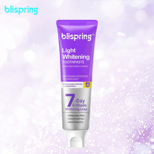 Transform Your Smile with Blispring Light Whitening Toothpaste - 7 Day Color-Correcting Purple Foam for a Radiant, Fresh Citrus Experience!