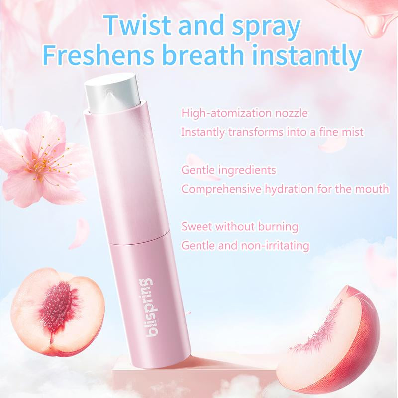 Blispring HEY!DD Probiotic Breath Spray - Fruity Floral Peach Blossom Flavor for Gentle Hydration and Lasting Freshness on the Go