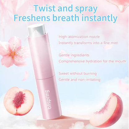 Blispring HEY!DD Probiotic Breath Spray - Fruity Floral Peach Blossom Flavor for Gentle Hydration and Lasting Freshness on the Go