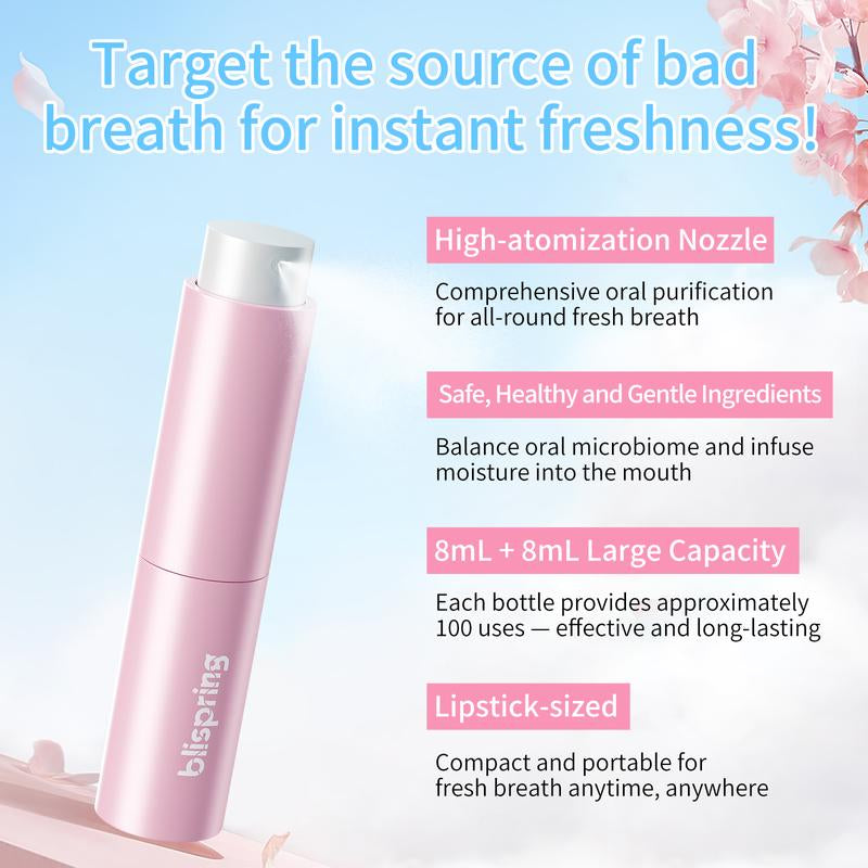 Blispring HEY!DD Probiotic Breath Spray - Fruity Floral Peach Blossom Flavor for Gentle Hydration and Lasting Freshness on the Go